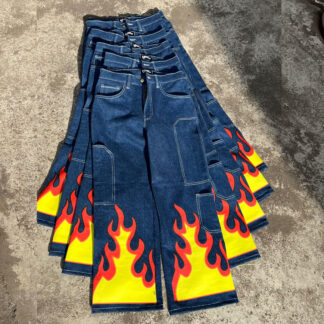 Flame printed baggy jeans