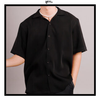 satin silk black shirt