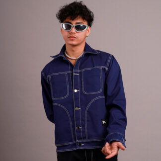denim jacket- Indigo Contrast-Stitch Utility Jacket
